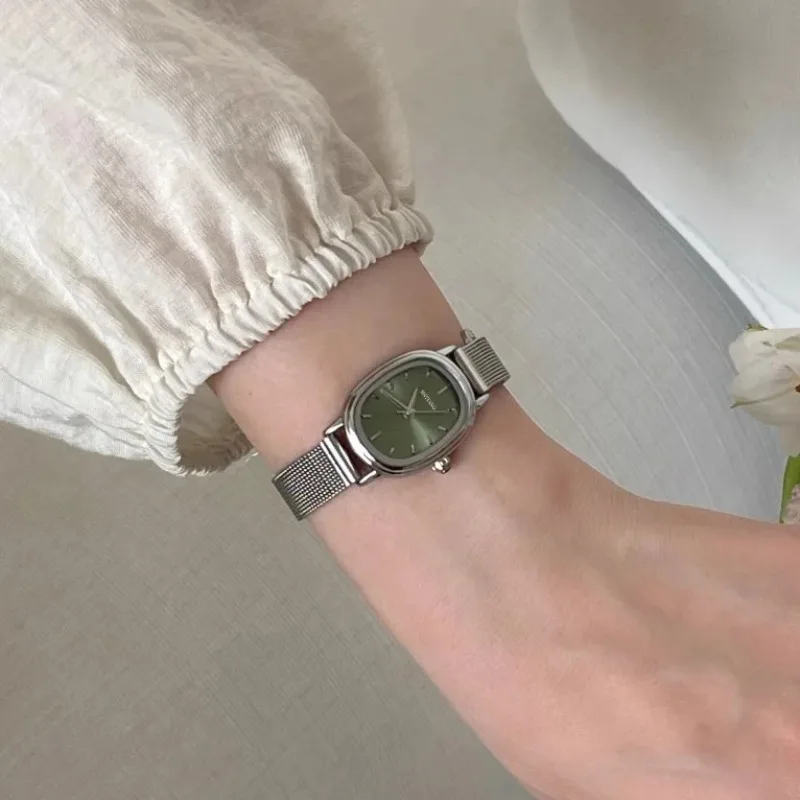 Luxury Watch Brand For Women - Reloj verde con esfera ovalada pequeña,