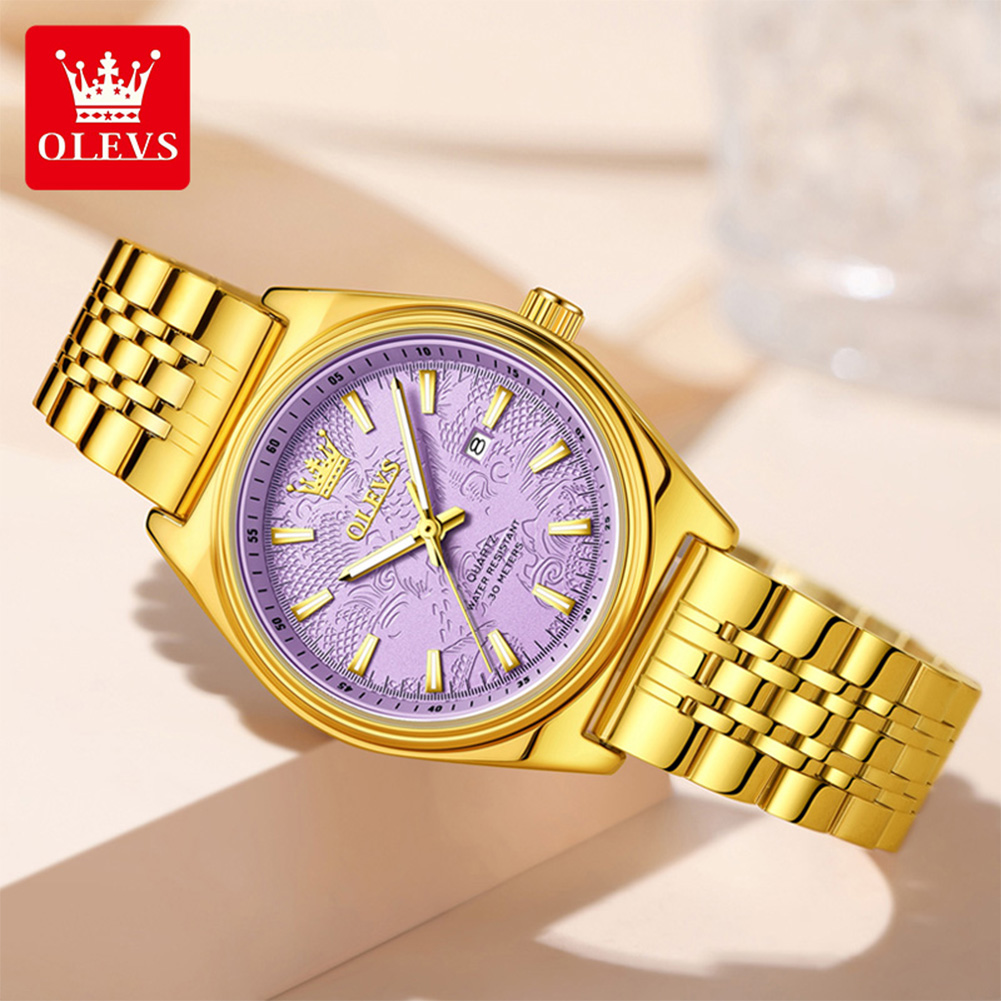 Marca OLEVS, reloj dorado de l - Luxury Watch Brand For Women reseña y precio
