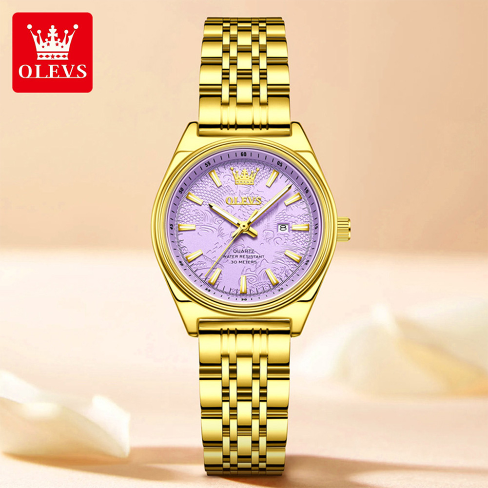 Marca OLEVS, reloj dorado de l - Luxury Watch Brand For Women reseña y precio