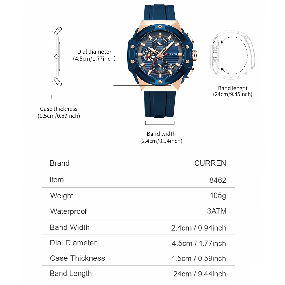 CURREN Reloj de cuarzo con cro - Luxury Watch Hublot reseña y precio